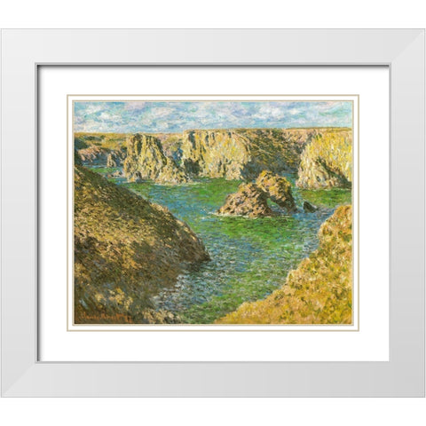 Port Donnant-Belle-Ile 1887 White Modern Wood Framed Art Print with Double Matting by Monet, Claude
