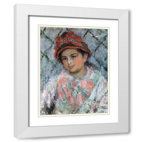 Portrait of Blanche Hoschede 1880 White Modern Wood Framed Art Print with Double Matting by Monet, Claude