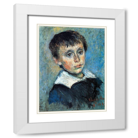 Portrait of Jean Monet 1880 White Modern Wood Framed Art Print with Double Matting by Monet, Claude