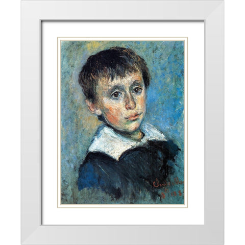 Portrait of Jean Monet 1880 White Modern Wood Framed Art Print with Double Matting by Monet, Claude