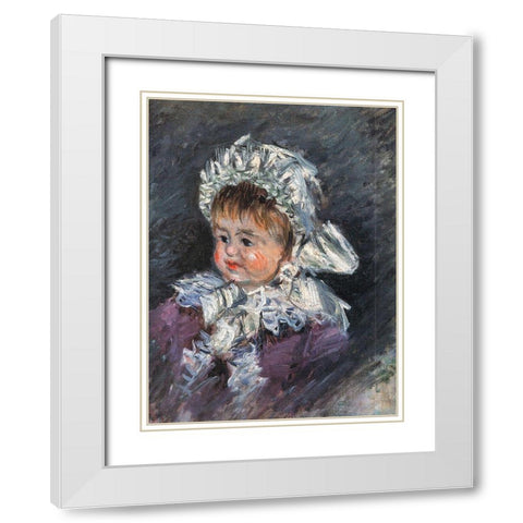 Portrait of Michel Monet as a baby 1878 White Modern Wood Framed Art Print with Double Matting by Monet, Claude