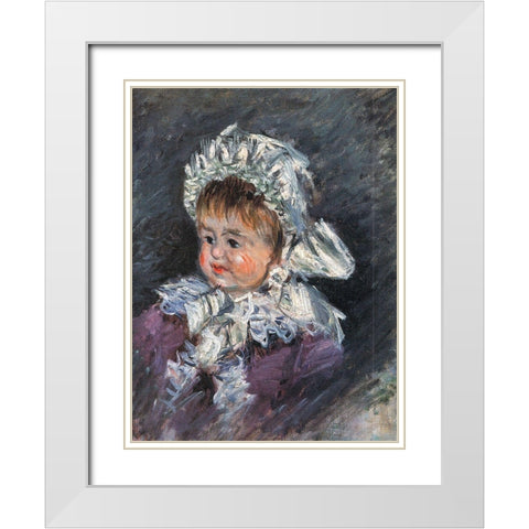 Portrait of Michel Monet as a baby 1878 White Modern Wood Framed Art Print with Double Matting by Monet, Claude