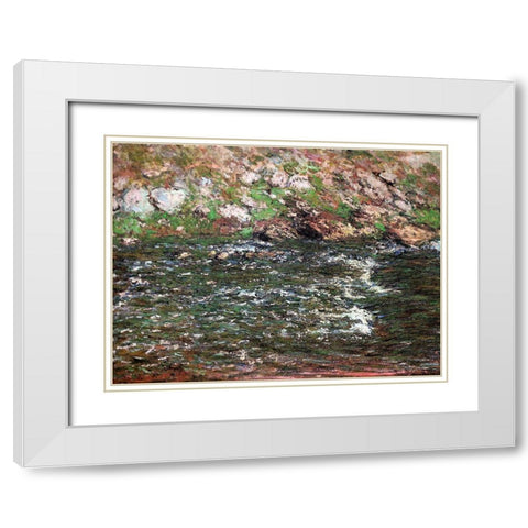 Rapids on the Petite Creuse 1889 White Modern Wood Framed Art Print with Double Matting by Monet, Claude