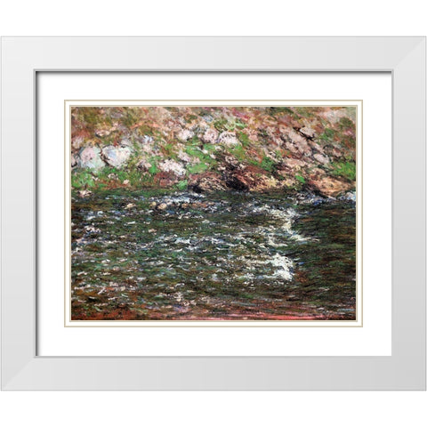 Rapids on the Petite Creuse 1889 White Modern Wood Framed Art Print with Double Matting by Monet, Claude