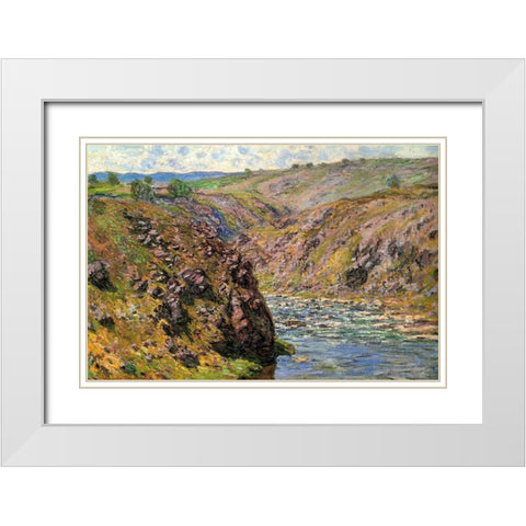 Ravine of the Creuse in sunlight 1889 White Modern Wood Framed Art Print with Double Matting by Monet, Claude