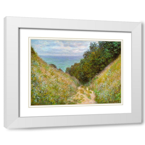 Road at La Cavee-Pourville 1882 White Modern Wood Framed Art Print with Double Matting by Monet, Claude