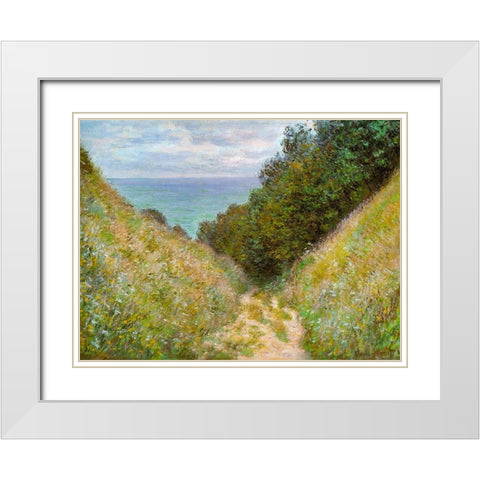 Road at La Cavee-Pourville 1882 White Modern Wood Framed Art Print with Double Matting by Monet, Claude