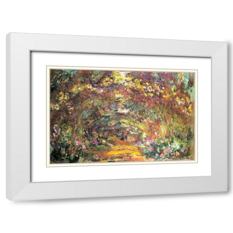 Rose trellises 1922 White Modern Wood Framed Art Print with Double Matting by Monet, Claude