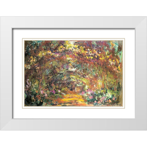 Rose trellises 1922 White Modern Wood Framed Art Print with Double Matting by Monet, Claude