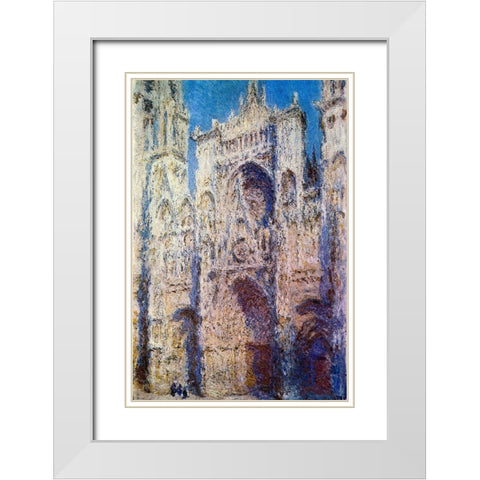 Rouen Cathedral 1894 White Modern Wood Framed Art Print with Double Matting by Monet, Claude