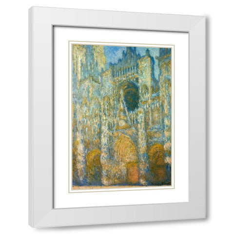 Rouen Cathedral at dawn 1894 White Modern Wood Framed Art Print with Double Matting by Monet, Claude