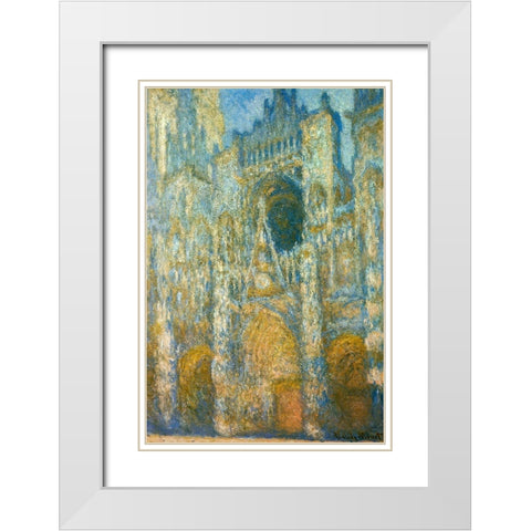 Rouen Cathedral at dawn 1894 White Modern Wood Framed Art Print with Double Matting by Monet, Claude