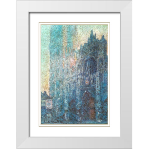 Rouen Cathedral in sunlight 1894 White Modern Wood Framed Art Print with Double Matting by Monet, Claude