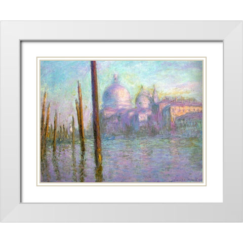 The Grand Canal-Venice 1908 White Modern Wood Framed Art Print with Double Matting by Monet, Claude