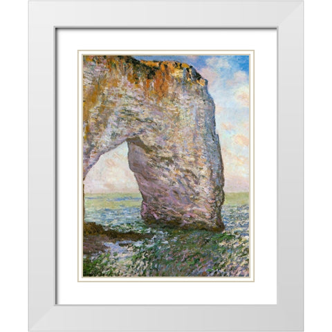 The Manneporte-Etretat 1883 White Modern Wood Framed Art Print with Double Matting by Monet, Claude