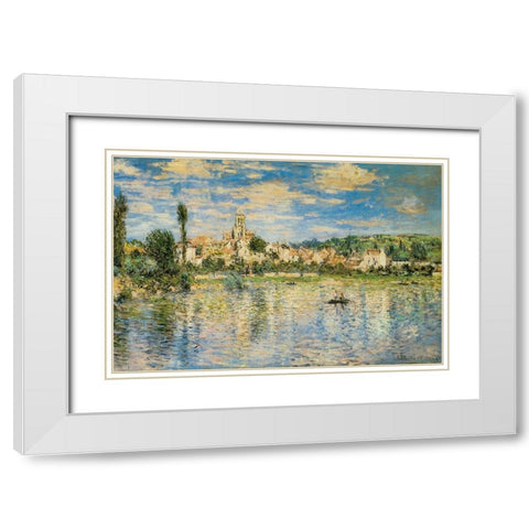 Vetheuil in Winter 1879 White Modern Wood Framed Art Print with Double Matting by Monet, Claude
