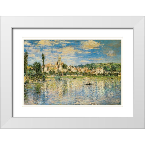 Vetheuil in Winter 1879 White Modern Wood Framed Art Print with Double Matting by Monet, Claude