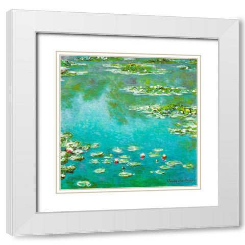 Water-lilies 1906 White Modern Wood Framed Art Print with Double Matting by Monet, Claude