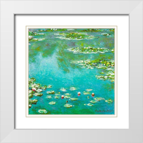 Water-lilies 1906 White Modern Wood Framed Art Print with Double Matting by Monet, Claude