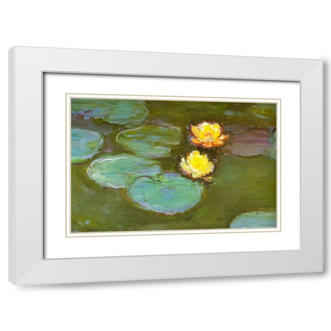 Water-lilies II 1907 White Modern Wood Framed Art Print with Double Matting by Monet, Claude