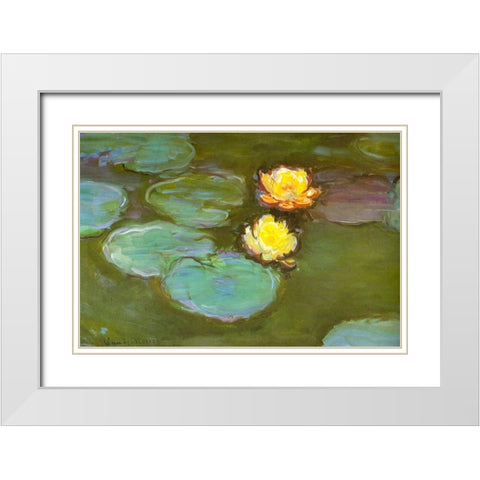 Water-lilies II 1907 White Modern Wood Framed Art Print with Double Matting by Monet, Claude