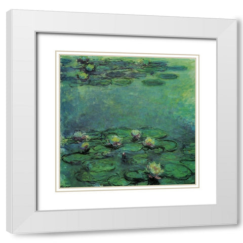 Water-lilies 1914 White Modern Wood Framed Art Print with Double Matting by Monet, Claude