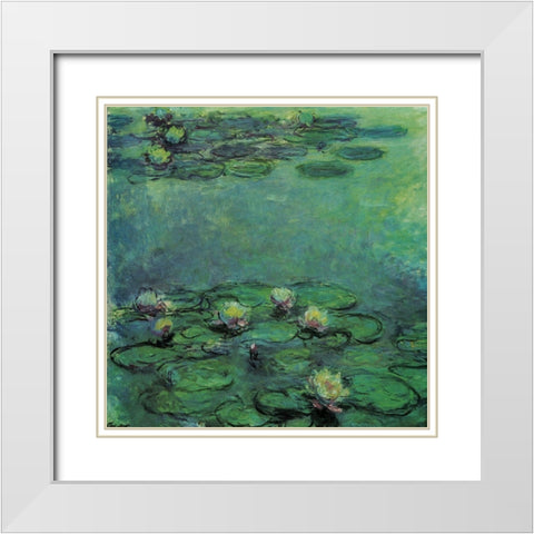 Water-lilies 1914 White Modern Wood Framed Art Print with Double Matting by Monet, Claude