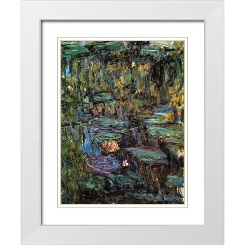 Water-lilies 1915 White Modern Wood Framed Art Print with Double Matting by Monet, Claude