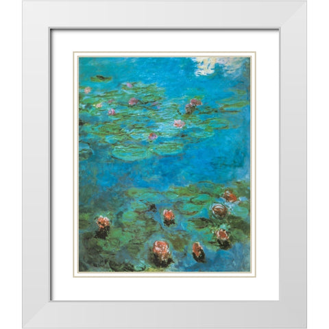 Water-lilies 1920 White Modern Wood Framed Art Print with Double Matting by Monet, Claude
