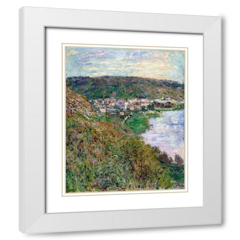 View of Vetheuil 1880 White Modern Wood Framed Art Print with Double Matting by Monet, Claude
