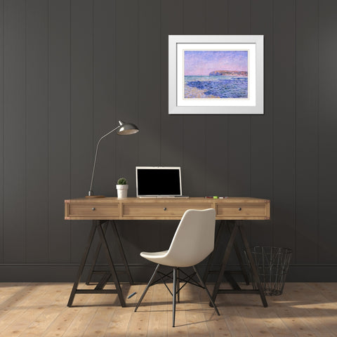 Shadows on the Sea. The Cliffs at Pourville 1882 White Modern Wood Framed Art Print with Double Matting by Monet, Claude