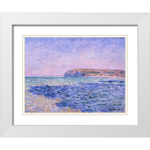 Shadows on the Sea. The Cliffs at Pourville 1882 White Modern Wood Framed Art Print with Double Matting by Monet, Claude