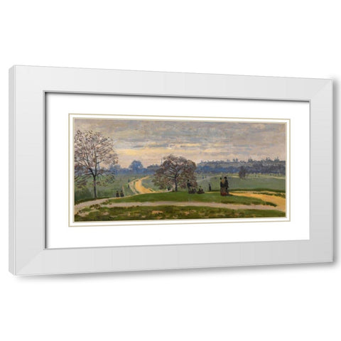 Hyde Park-London 1871 White Modern Wood Framed Art Print with Double Matting by Monet, Claude