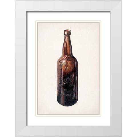 Beer Bottle 1940 White Modern Wood Framed Art Print with Double Matting by Stroh, Herman O.