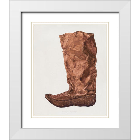 Boot 1938 White Modern Wood Framed Art Print with Double Matting by Miller, Eugence C.