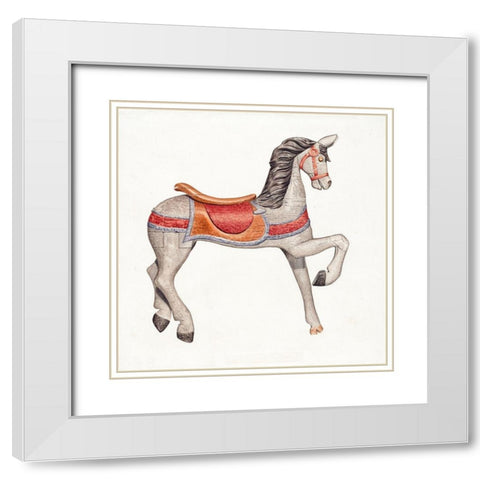 Carousel Horse II 1938 White Modern Wood Framed Art Print with Double Matting by Ryder, Albert