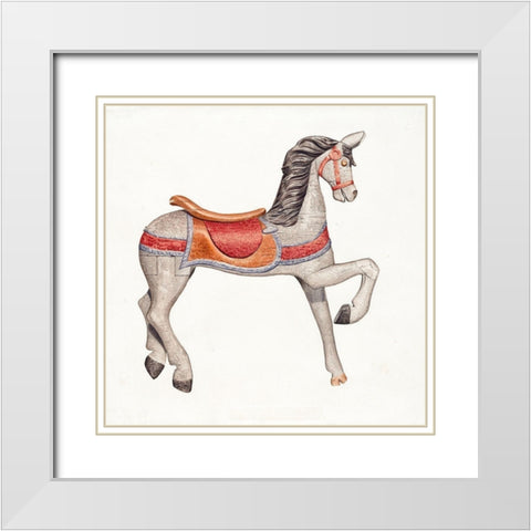 Carousel Horse II 1938 White Modern Wood Framed Art Print with Double Matting by Ryder, Albert
