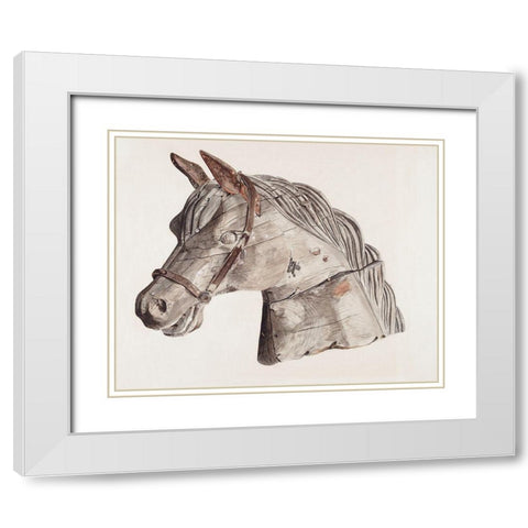 Carousel Horses Head 1931 White Modern Wood Framed Art Print with Double Matting by Barnett, Gerard