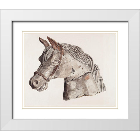 Carousel Horses Head 1931 White Modern Wood Framed Art Print with Double Matting by Barnett, Gerard