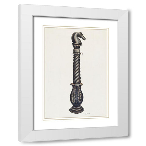 Cast Iron Hitching Post 1941 White Modern Wood Framed Art Print with Double Matting by Vance, V.L.