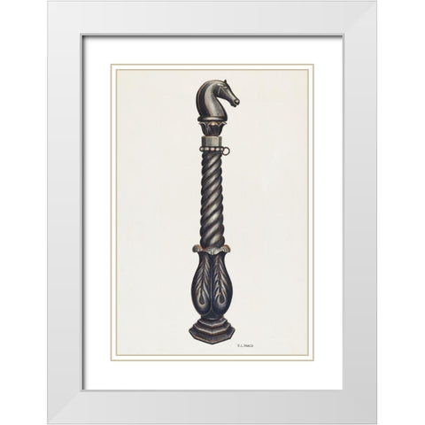 Cast Iron Hitching Post 1941 White Modern Wood Framed Art Print with Double Matting by Vance, V.L.