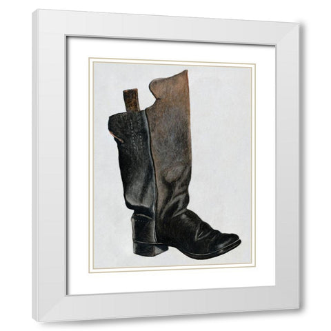 Childs Boot 1937 White Modern Wood Framed Art Print with Double Matting by Butlin, Earl