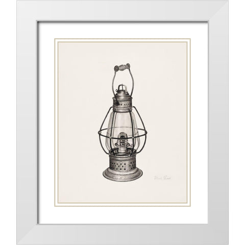 Coal Oil Lantern 1939 White Modern Wood Framed Art Print with Double Matting by Farrell, Alfred