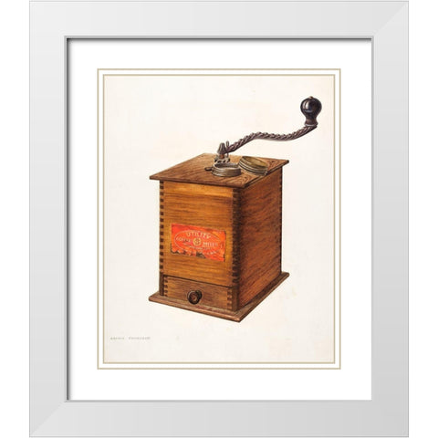 Coffee Grinder 1940 White Modern Wood Framed Art Print with Double Matting by Thompson, Archie