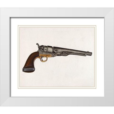 Colt Revolver 1936 White Modern Wood Framed Art Print with Double Matting by Krieger, Bernard