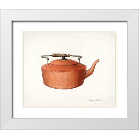Copper Tea Kettle 1939 White Modern Wood Framed Art Print with Double Matting by Croe, Eugene
