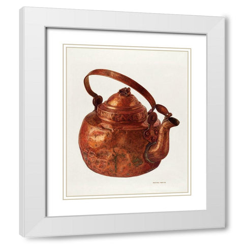 Copper Tea Kettle 1940 White Modern Wood Framed Art Print with Double Matting by White, Wayne