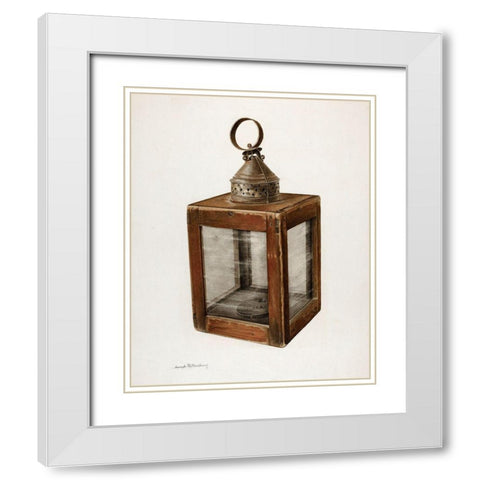 Hand Lantern 1938 White Modern Wood Framed Art Print with Double Matting by Rothenberg, Joseph