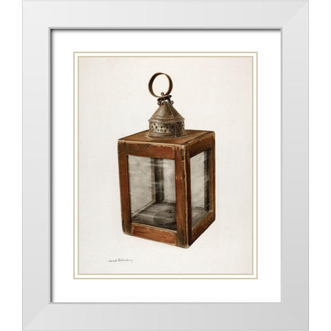 Hand Lantern 1938 White Modern Wood Framed Art Print with Double Matting by Rothenberg, Joseph