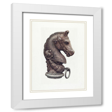 Hitching Post 1935 White Modern Wood Framed Art Print with Double Matting by Vintage Drawings